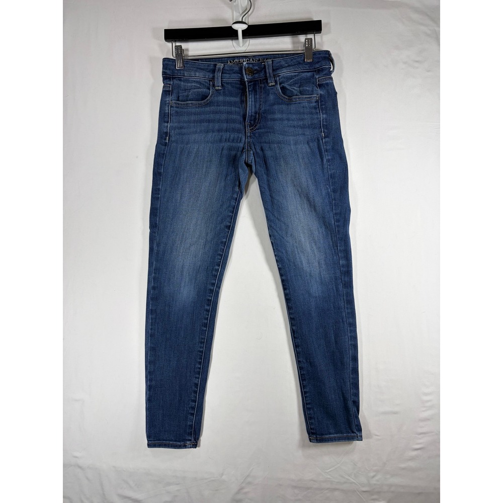 American Eagle Jeggings Women 2 Short Blue Excellent Super Stretch Mid Rise